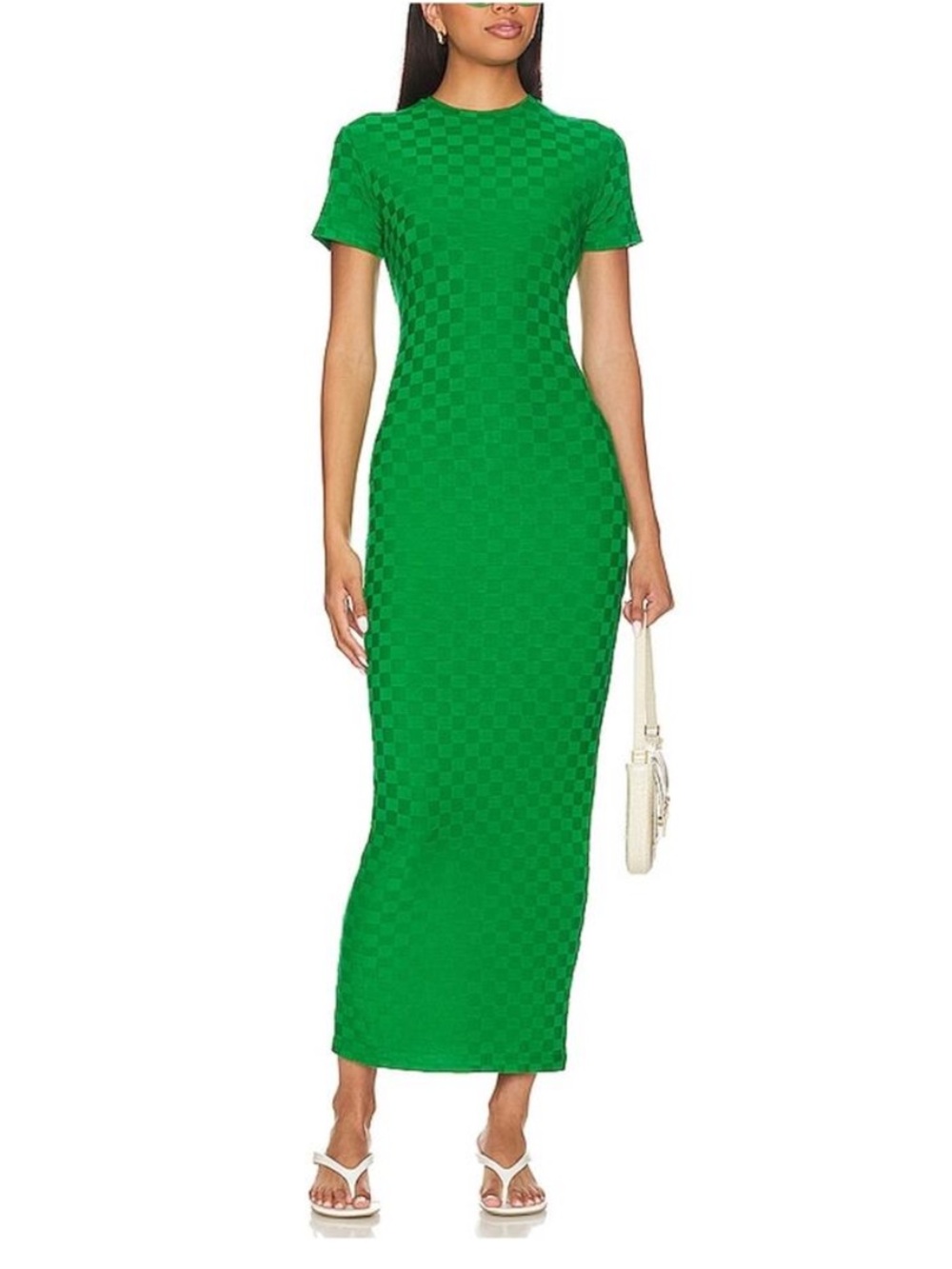Amanda Uprichard Emerald Green Short-Sleeve Rosaria Dress